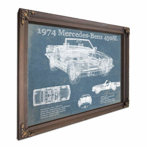 1974 Mercedes Benz 450SL Original Blueprint Art