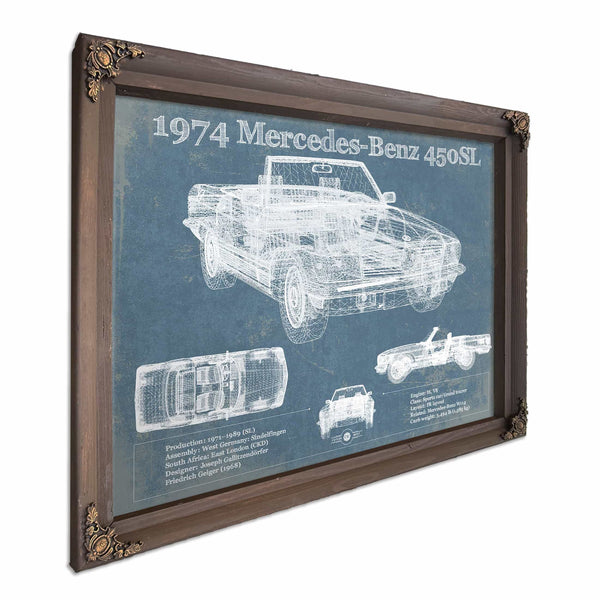 1974 Mercedes Benz 450SL Original Blueprint Art