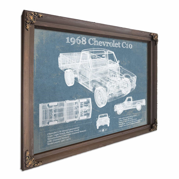 1968 Chevrolet C10 Pickup Fleet Side Truck Vintage Blueprint