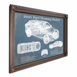 2021 Ford Mustang Mach-E SUV Blueprint Vintage Auto Print