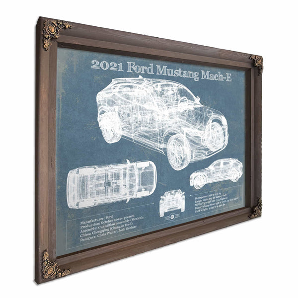 2021 Ford Mustang Mach-E SUV Blueprint Vintage Auto Print