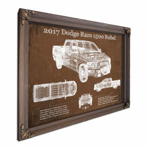 2017 Dodge Ram 1500 Rebel Truck Vintage Blueprint Auto Print