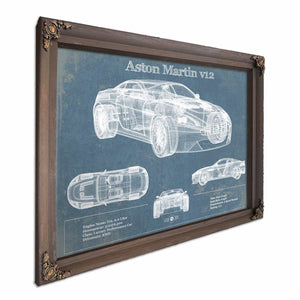 Aston Martin V12 Blueprint Vintage Auto Print