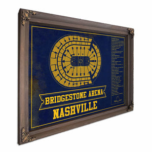 Nashville Predators Bridgestone Arena Seating Chart - Vintage Hockey Team Color Print