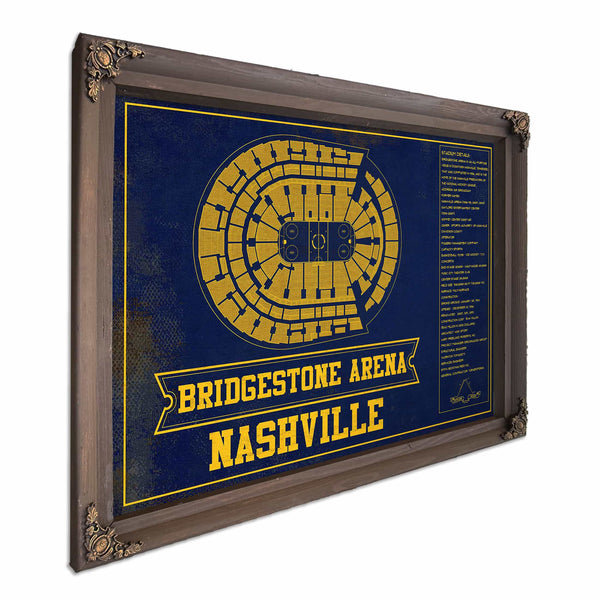 Nashville Predators Bridgestone Arena Seating Chart - Vintage Hockey Team Color Print