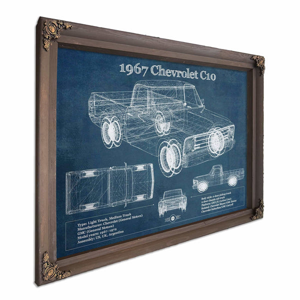 1967 Chevy C10 Shortbed Vintage Blueprint Truck Print