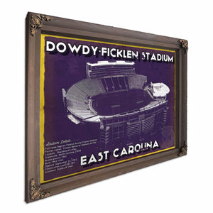 East Carolina Pirates - Dowdy–Ficklen Stadium Vintage Blueprint Wall Art