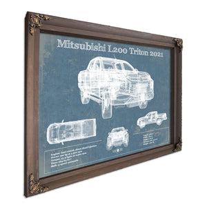 Mitsubishi L200 Triton 2021 Vintage Blueprint Auto Print