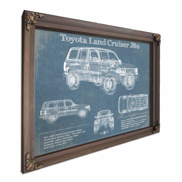 Toyota Land Cruiser J80 Blueprint Vintage Auto Print