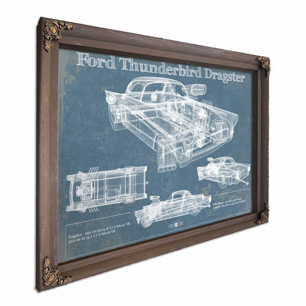Ford Thunderbird Dragster Blueprint Vintage Auto Print