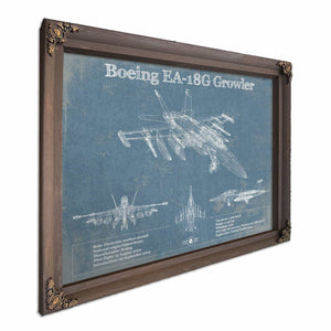 Boeing EA-18G Growler Vintage Aviation Blueprint Military Print - Custom Pilot Name Can Be Added
