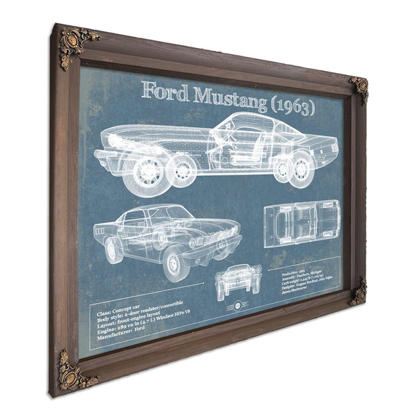 Ford Mustang 1963 Original Blueprint Art