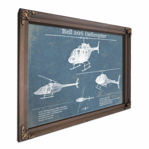 Bell 206 JetRanger/LongRanger Vintage Blueprint Helicopter Print