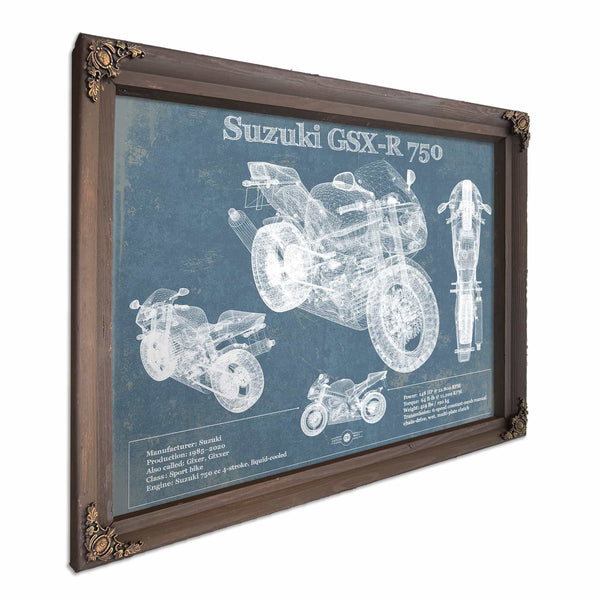 Suzuki GSX R750 Blueprint Motorcycle Patent Print