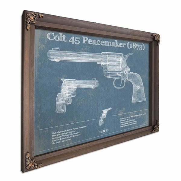 Colt 45 Peacemaker 1873 Blueprint Vintage Gun Print