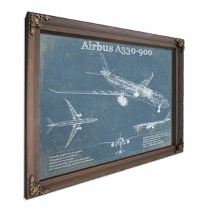 Airbus A330-900 Vintage Aviation Blueprint Print - Custom Pilot Name Can Be Added