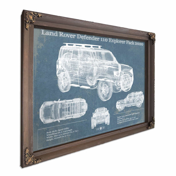 Land Rover Defender 110 Explorer Pack Vintage Blueprint Auto Print