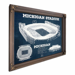 Michigan Wolverines Art - Michigan Stadium Vintage Stadium Blueprint Art Print