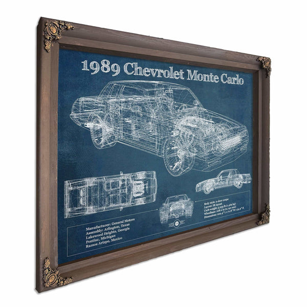1989 Chevrolet Monte Carlo SS Blueprint Vintage Auto Patent Print