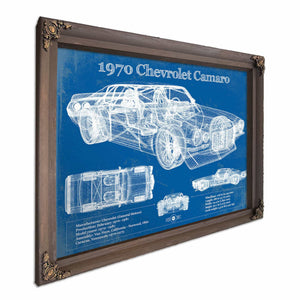 1970 Chevrolet Split Bumper Camaro Blueprint Vintage Auto Patent Print
