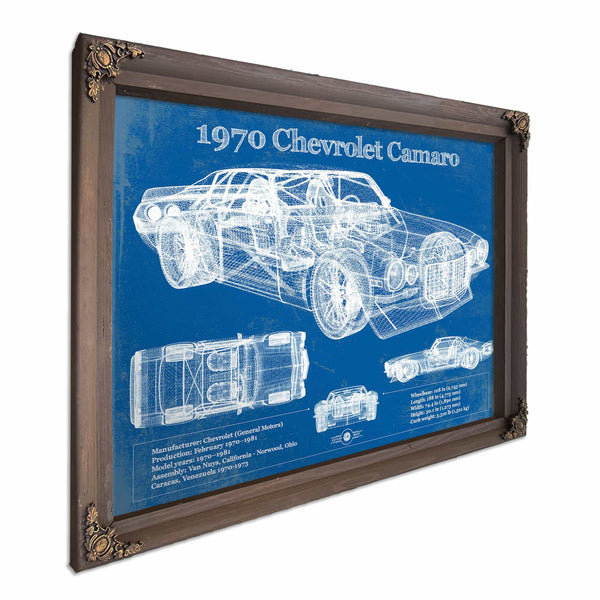 1970 Chevrolet Split Bumper Camaro Blueprint Vintage Auto Patent Print