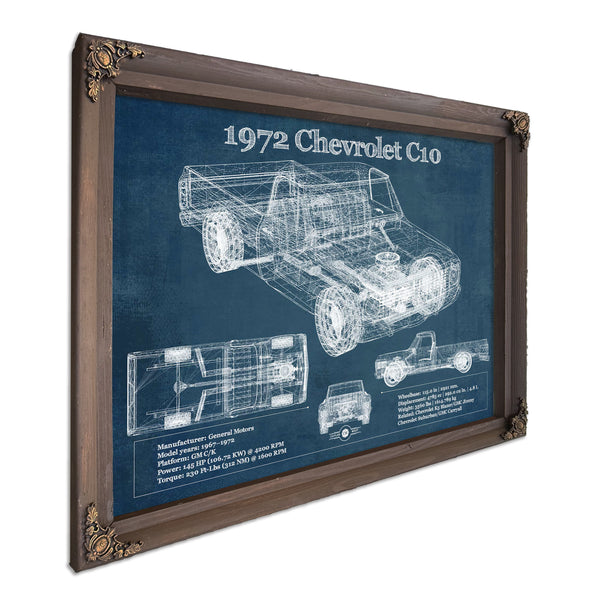 1972 Chevrolet C10 Vintage Blueprint Auto Print