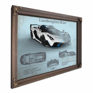 Lamborghini Sc20 Blueprint Vintage Auto Print