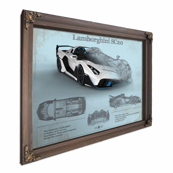 Lamborghini Sc20 Blueprint Vintage Auto Print