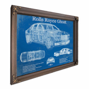 Rolls Royce Ghost 2018 Vintage Blueprint Auto Print