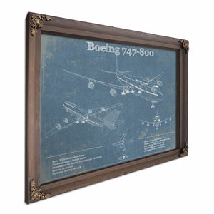 Boeing 747-800 Vintage Aviation Blueprint Print - Custom Pilot Name Can Be Added