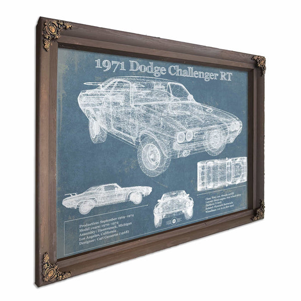 1971 Dodge Challenger Rt Car Blueprint Patent Original Art