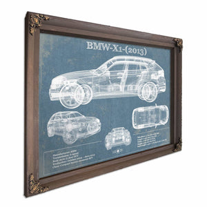 BMW X1 (2013) Vintage Blueprint Auto Print