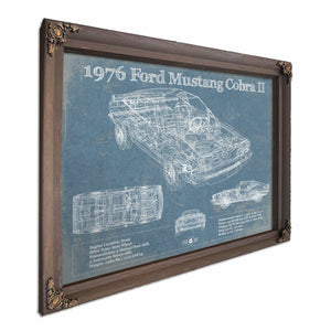 1976 Ford Mustang Cobra II Blueprint Vintage Auto Print