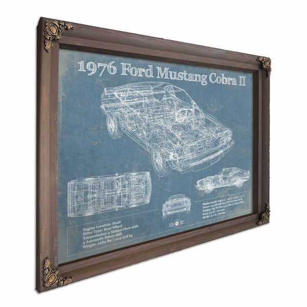 1976 Ford Mustang Cobra II Blueprint Vintage Auto Print