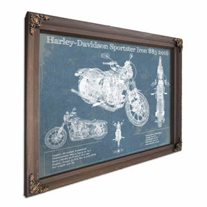 Harley-Davidson Sportster Iron 883 2016 Blueprint Motorcycle Patent Print
