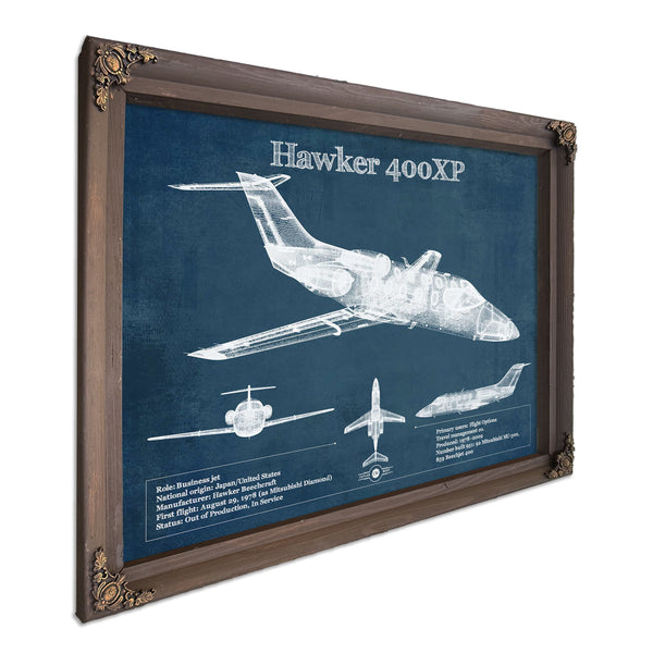 Hawker 400XP Vintage Blueprint Airplane Print