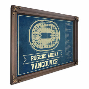 Vancouver Canucks Team Colors - Rogers Arena Vintage Hockey Blueprint NHL Print