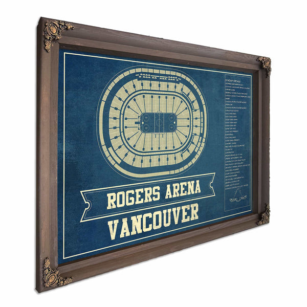 Vancouver Canucks Team Colors - Rogers Arena Vintage Hockey Blueprint NHL Print