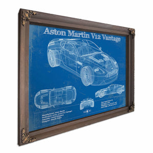Original Aston Martin V12 Blueprint Vintage Auto Print