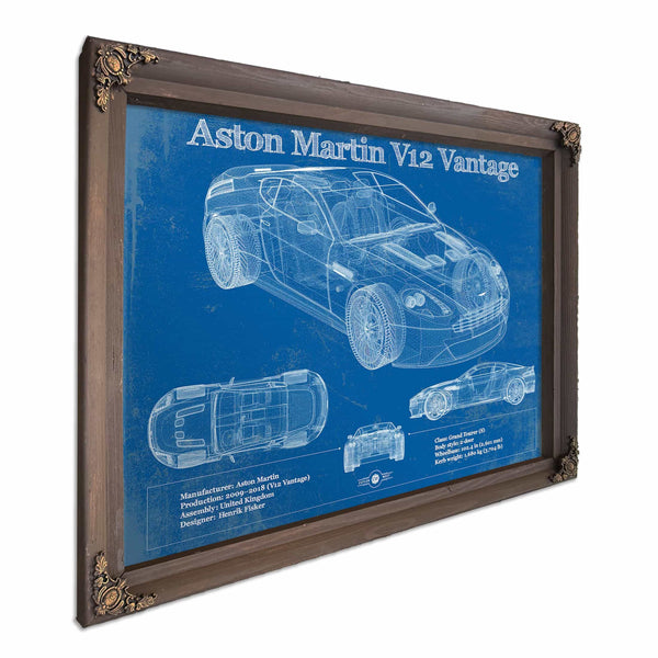 Original Aston Martin V12 Blueprint Vintage Auto Print