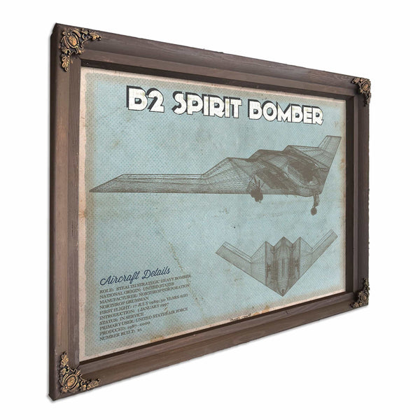 B2 Spirit Bomber Patent Blueprint Original Design Wall Art