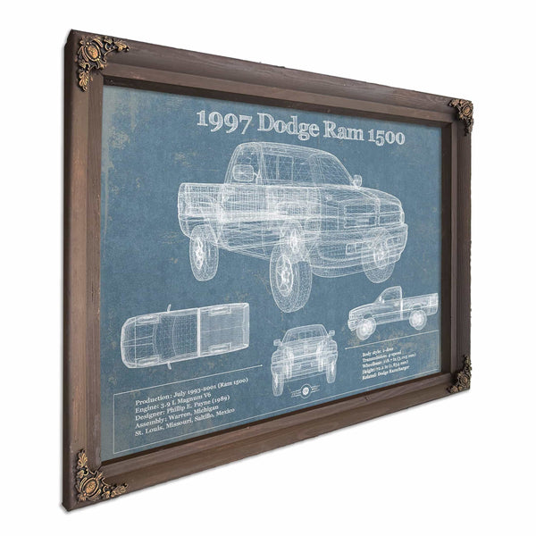 1997 Dodge Ram 1500 Vintage Blueprint Auto Print