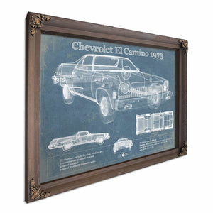Chevrolet El Camino 1973 Vintage Blueprint Auto Print