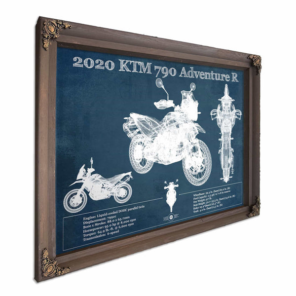 2020 Ktm 790 Adventure R Vintage Blueprint Auto Print