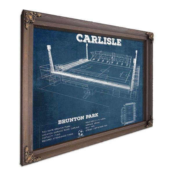 Carlisle United F.C. Brunton Park Blueprint Vintage Soccer Print