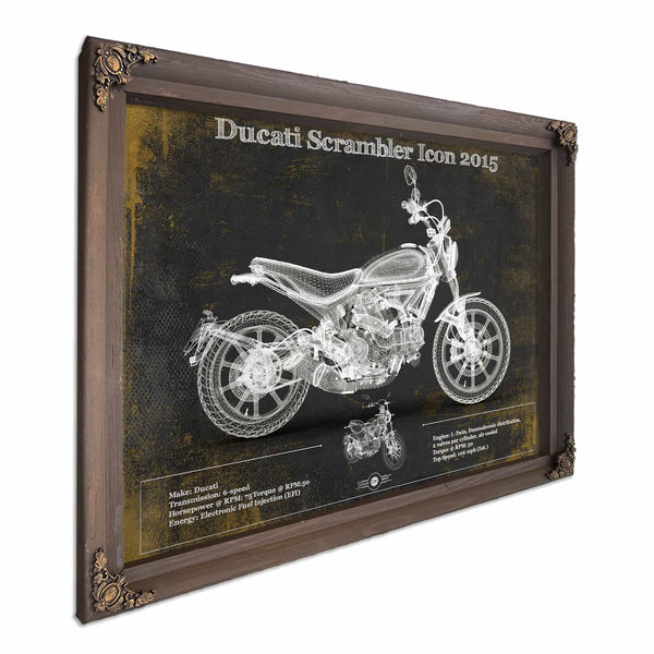 Ducati Scrambler Icon 2015 Vintage Blueprint Motorcycle Patent Print