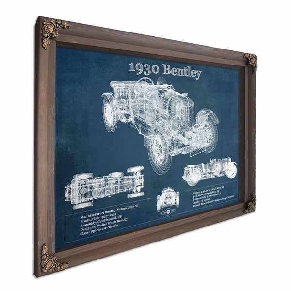 1930 Bentley Vintage Blueprint Auto Print