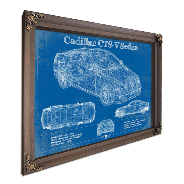 Cadillac CTS-V Sedan Blueprint Vintage Auto Print