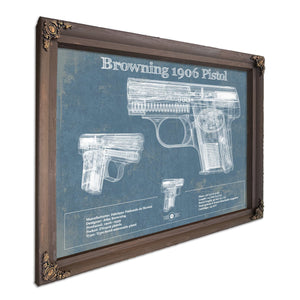 Browning 1906 Pistol Blueprint Vintage Gun Print