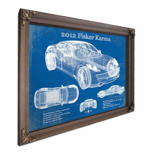2012 Fisker Karma Blueprint Vintage Auto Print